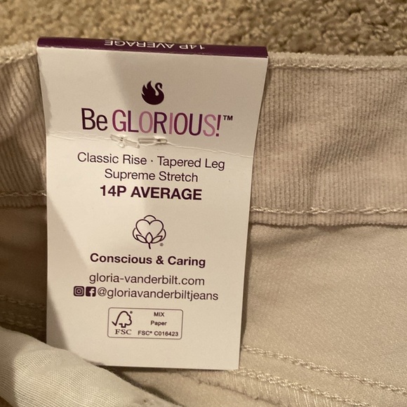 -NWT Gloria Vanderbilt Women's Amanda Corduroy Slim High Rise Pant - Size 14P - Picture 4 of 7